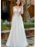 Beaded Ivory Embroidered Lace Tulle Effortlessly Beautiful Wedding Dress